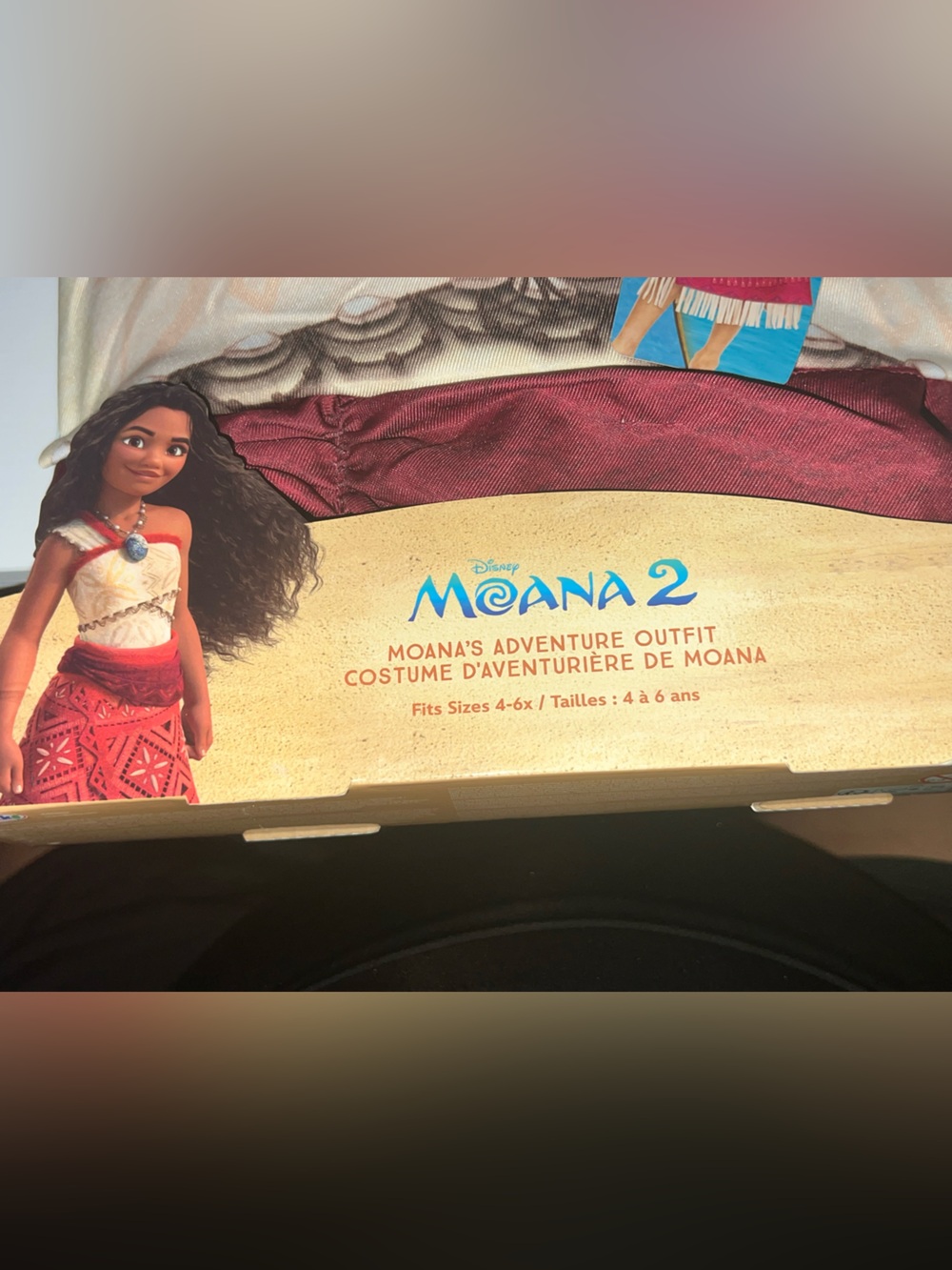 Disney Girls Moana 2-piece Burgundy & Cream Adventure Outfit - Top & Skirt - Picture 3 of 5